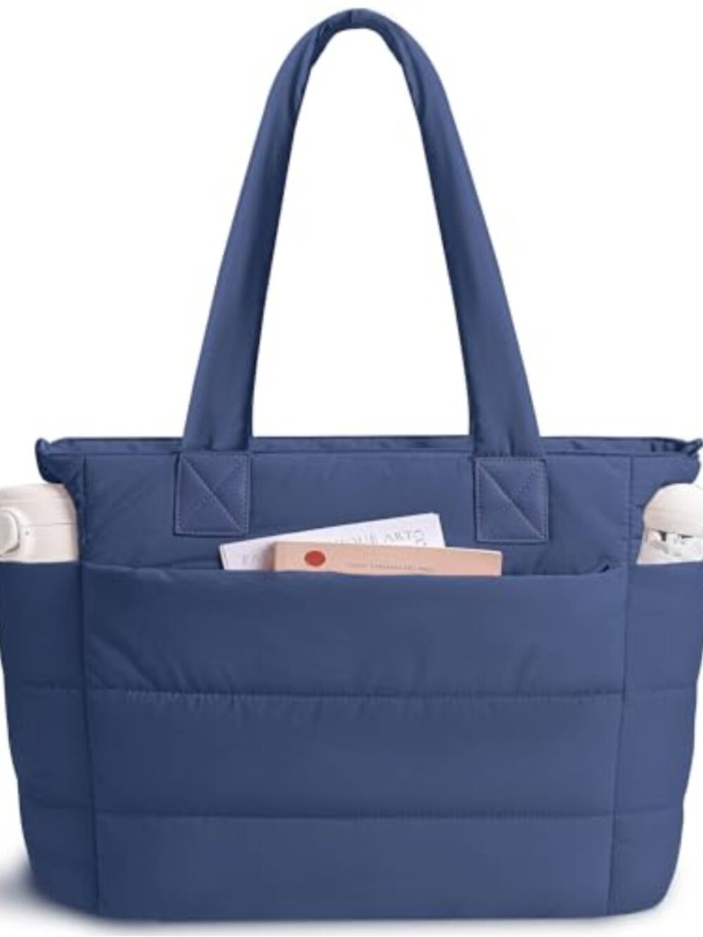 Quilted Nylon Puffer Tote Bag Lightweight Shoulder Bag Travel Work Handbag